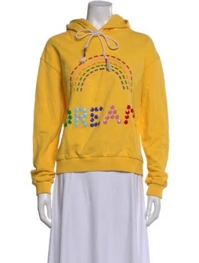 Pre-owned Mira Mikati Graphic Print Crew Neck Hoodie In Yellow