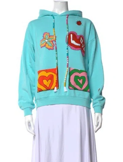 Pre-owned Mira Mikati Graphic Print Crew Neck Sweater In Blue