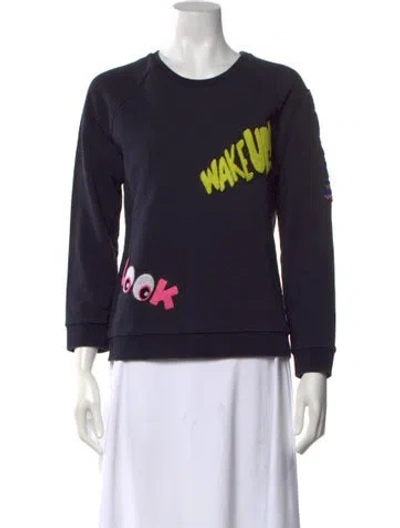 Pre-owned Mira Mikati Graphic Print Crew Neck Sweatshirt In Blue