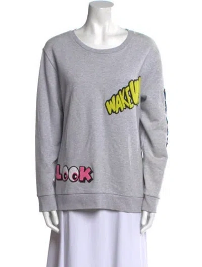 Pre-owned Mira Mikati Graphic Print Crew Neck Sweatshirt In Gray
