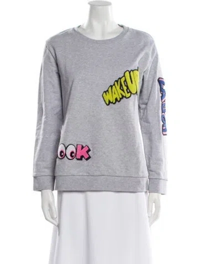Pre-owned Mira Mikati Graphic Print Crew Neck Sweatshirt In Gray