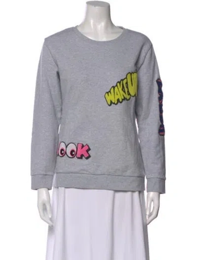 Pre-owned Mira Mikati Graphic Print Crew Neck Sweatshirt In Gray