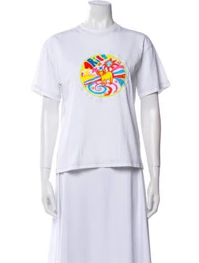 Pre-owned Mira Mikati Graphic Print Crew Neck T-shirt In White