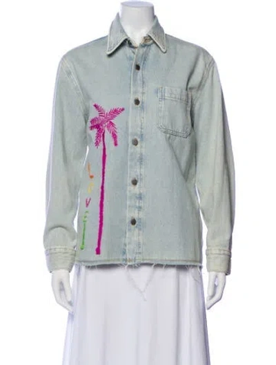 Pre-owned Mira Mikati Graphic Print Denim Jacket In Blue