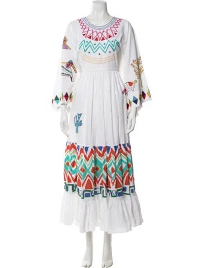Pre-owned Mira Mikati Graphic Print Long Dress In Neutral