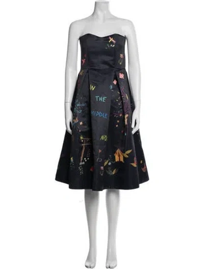 Pre-owned Mira Mikati Graphic Print Midi Length Dress In Blue