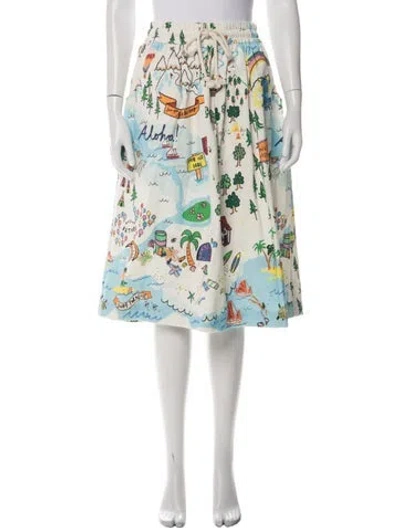 Pre-owned Mira Mikati Graphic Print Midi Length Skirt In Blue