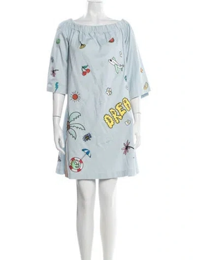 Pre-owned Mira Mikati Graphic Print Mini Dress In Blue