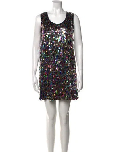 Pre-owned Mira Mikati Graphic Print Mini Dress In Silver