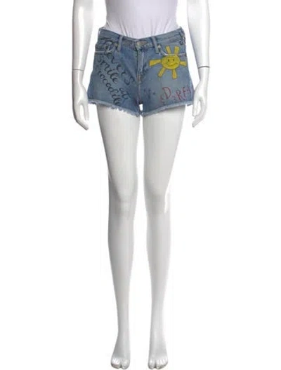 Pre-owned Mira Mikati Graphic Print Mini Shorts In Blue