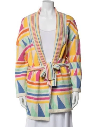 Pre-owned Mira Mikati Graphic Print Open Front Sweater In Multicolor