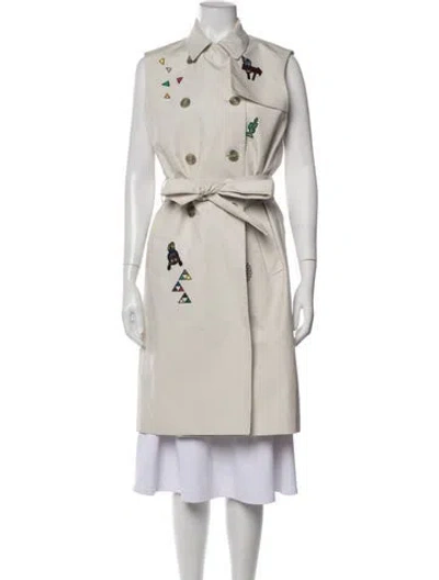 Pre-owned Mira Mikati Graphic Print Trench Coat In Neutrals