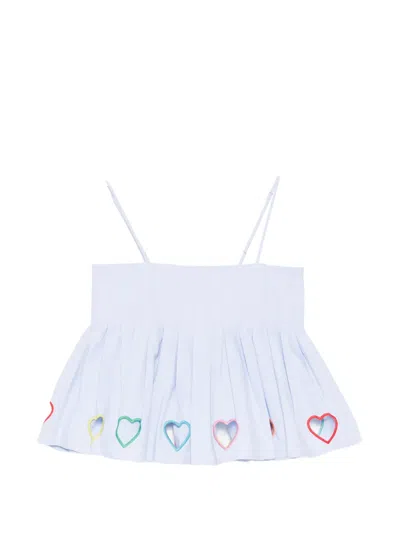 Mira Mikati Heart-cutout Pleated Top In Blue