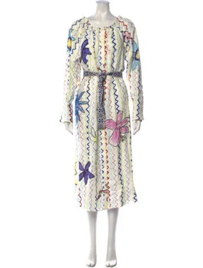 Pre-owned Mira Mikati Linen Long Dress In White