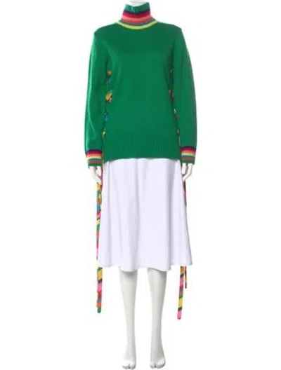 Pre-owned Mira Mikati Merino Wool Printed Sweater In Green
