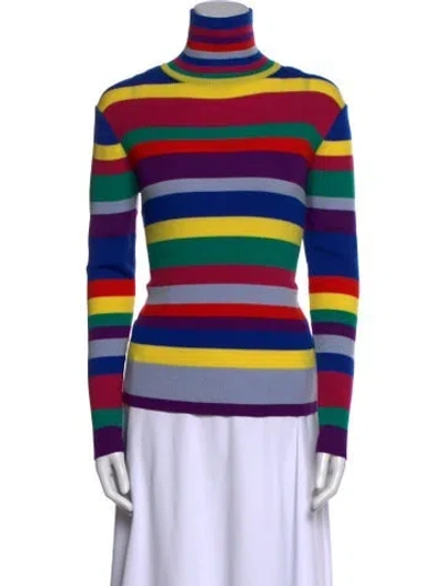 Pre-owned Mira Mikati Merino Wool Striped Sweater In Blue