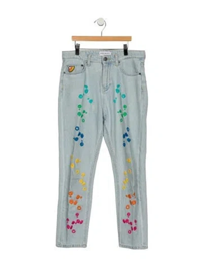 Pre-owned Mira Mikati Mid-rise Straight Leg Jeans In Blue