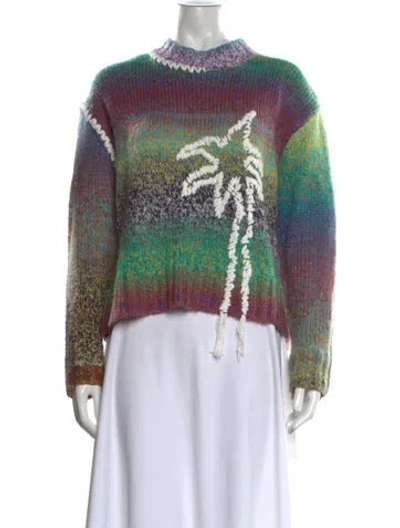 Pre-owned Mira Mikati Patterned Mock Neck Sweater In Purple