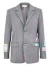 Mira Mikati Pinstripe Single-breasted Blazer In Gray