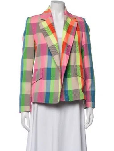 Pre-owned Mira Mikati Plaid Print Blazer In Multicolor