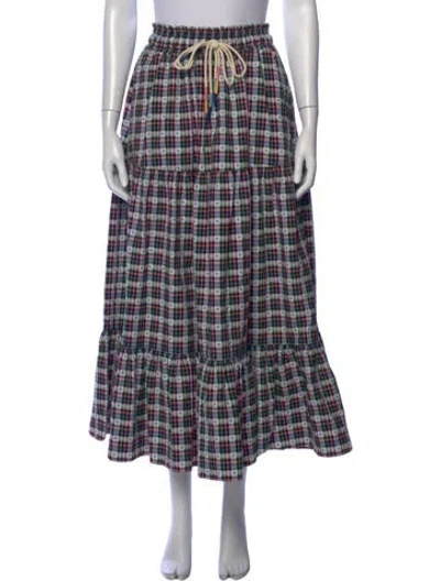 Pre-owned Mira Mikati Plaid Print Long Skirt In Multi