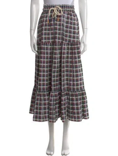 Pre-owned Mira Mikati Plaid Print Long Skirt In Pink