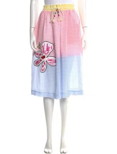 Pre-owned Mira Mikati Plaid Print Midi Length Skirt In Pink