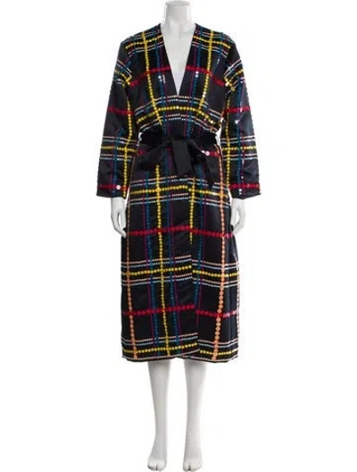 Pre-owned Mira Mikati Plaid Print Trench Coat In Multicolor