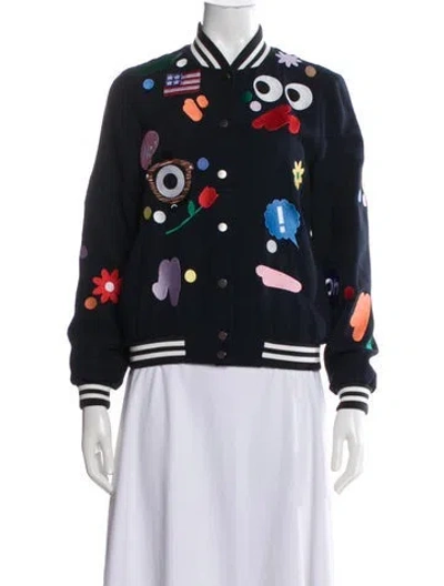 Pre-owned Mira Mikati Printed Bomber Jacket In Gray