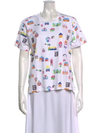 Pre-owned Mira Mikati Printed Crew Neck T-shirt In White