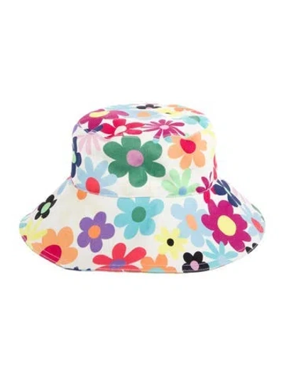 Pre-owned Mira Mikati Printed Denim Bucket Hat In White