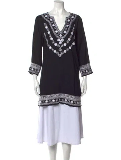 Pre-owned Mira Mikati Printed Midi Length Dress In Black