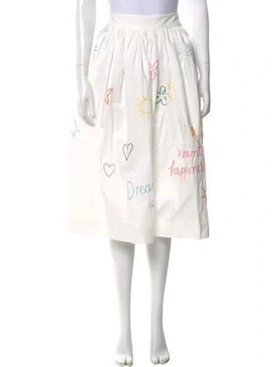 Pre-owned Mira Mikati Printed Midi Length Skirt In White