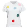 Mira Mikati Rainbow Tribe Tufted Sheep Button Side Short Sleeve Tshirt In White