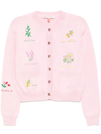Mira Mikati Scattered Embroidered Cardigan In Pink