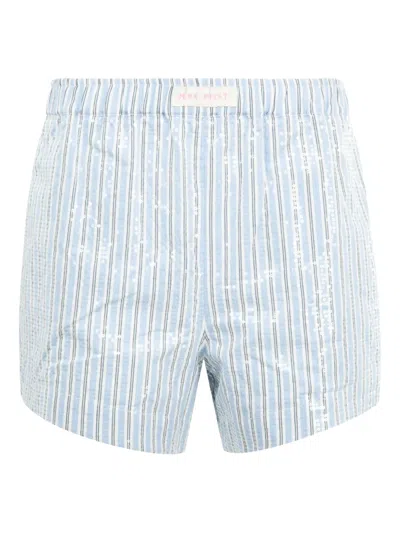 Mira Mikati Sequinned Stripe Boxer Shorts In Blue