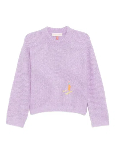 Mira Mikati Slogan-embroidered Jumper In Purple