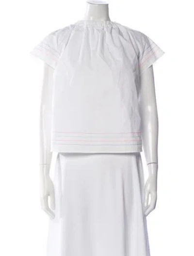 Pre-owned Mira Mikati Striped Crew Neck Top In White