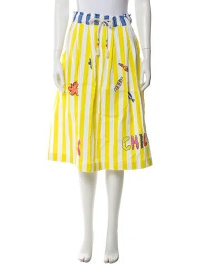Pre-owned Mira Mikati Striped Knee-length Skirt In White