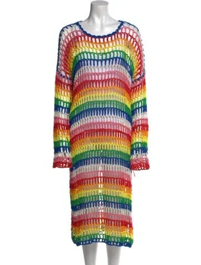 Pre-owned Mira Mikati Striped Midi Length Dress In Multi