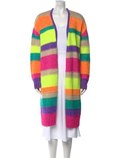 Pre-owned Mira Mikati Striped Open Front Sweater In Neutral