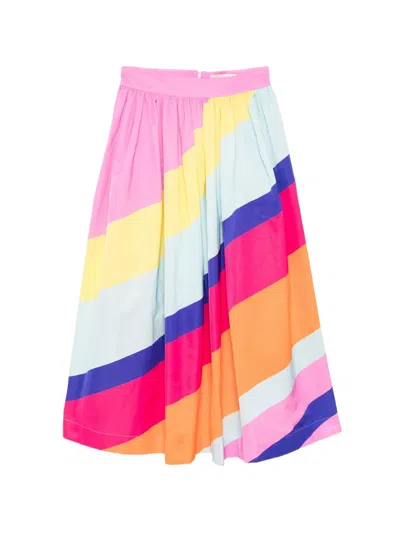 Mira Mikati Striped Pleated Maxi Skirt In Pink