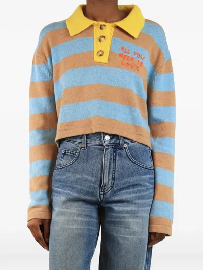 Pre-owned Mira Mikati Striped Polo Sweater In Blue