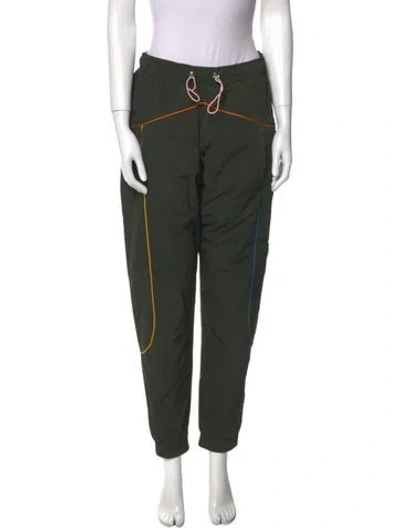 Pre-owned Mira Mikati Striped Skinny Leg Pants In Green