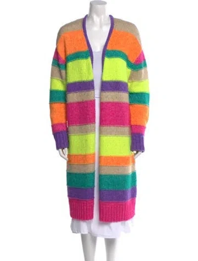 Pre-owned Mira Mikati Striped V-neck Sweater In Neutral