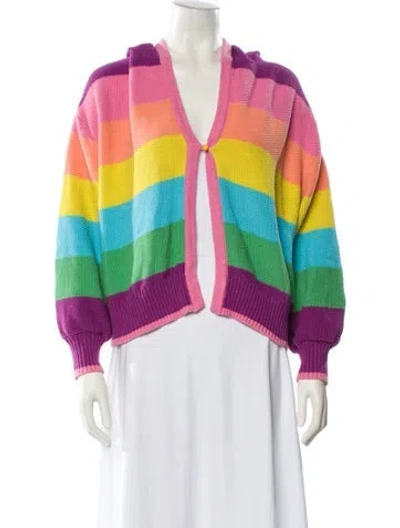 Pre-owned Mira Mikati Striped V-neck Sweater In Pink