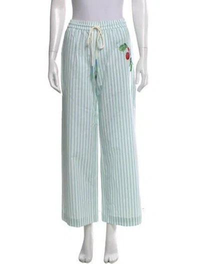 Pre-owned Mira Mikati Striped Wide Leg Pants In Blue