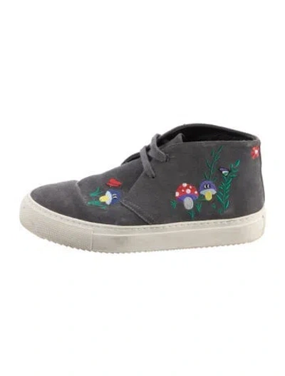 Pre-owned Mira Mikati Suede Graphic Print Sneakers In Grey