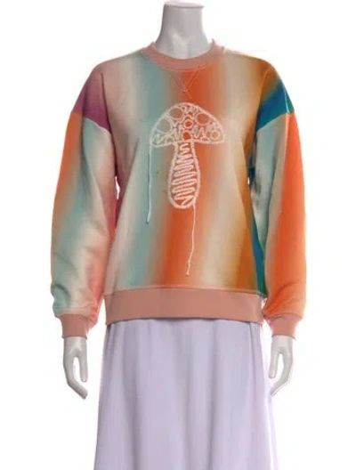 Pre-owned Mira Mikati Tie-dye Print Crew Neck Sweater In Orange