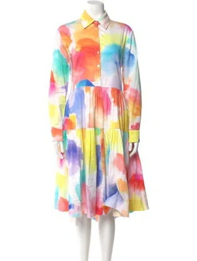 Pre-owned Mira Mikati Tie-dye Print Midi Length Dress In Blue